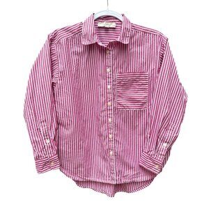 100% Cotton Pink White Oversize Striped Button-Up Shirt XXSP
